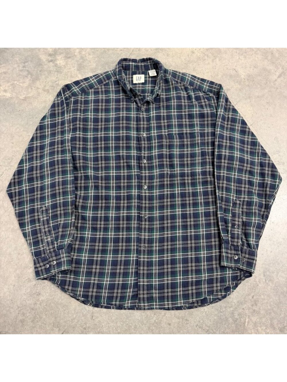 Gap Mens 1990s Plaid Flannel Button-Down Shirt Size XL